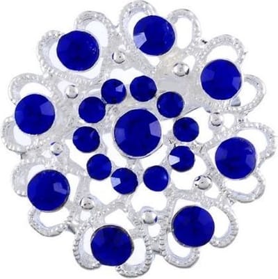 Fako Bijoux® - Broche - Bloem Kristal - 32x32mm - Donkerblauw