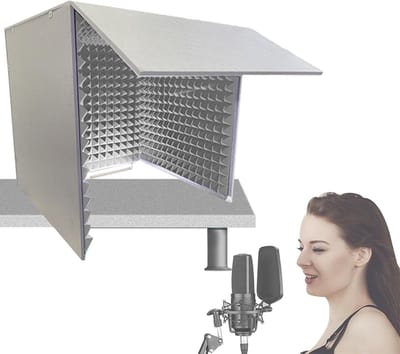 Geluidsdichte Doos - Opname Cabine - Akoestische Opname - Draagbaar Opvouwbaar - 80 x 80 cm - Grijs