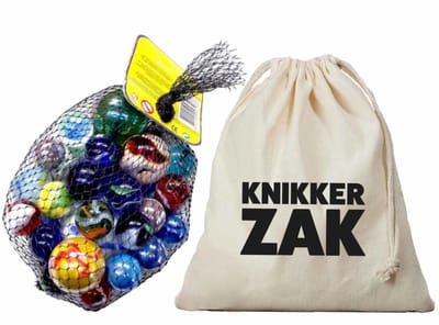 Knikkerzak - 25x30 cm - gevuld met 2 kilo knikkers en bonken - knikkeren speelgoed