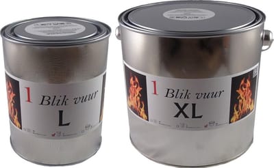 2x Tuinfakkels vuur verlichting in blik 13 en 15 cm 5/12 branduren - Zweedse fakkel - Vuurblik - Tuinkaars/outdoor kaars - Tuinverlichting/tuindecoratie tuinfakkels