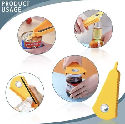 4-in-1 Opener – Bieropener, Potdekselopener & Ringtrekker – Kleine Dopjesopener – Oranje - F2.1