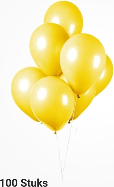 100 x Gele Ballonnen 100% biologisch afbreekbaar , 30 cm doorsnee, Carnaval, Voetbal, Verjaardag, Themafeest, Versiering