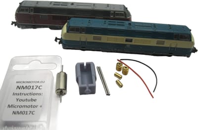 micromotor NM017C ombouwset voor Minitrix V200, BR 221, BR Class 42 Warship
