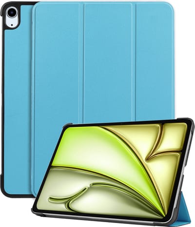Hoes - Geschikt voor Apple iPad Air (2024/2025/2026) - 11 inch - Dun & Stevig - Trifold Bookcase - Hard Cover - Hardcover Book Case - Tablet Hoesje - Lichtblauw