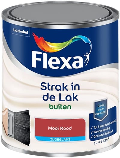 Flexa - Strak In De Lak Buitenlak Zijdeglans - Mooi Rood - Mengverf - 1 L