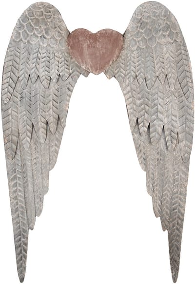 Clayre & Eef Wanddecoratie Vleugels 79x6x113 cm Grijs Metaal
