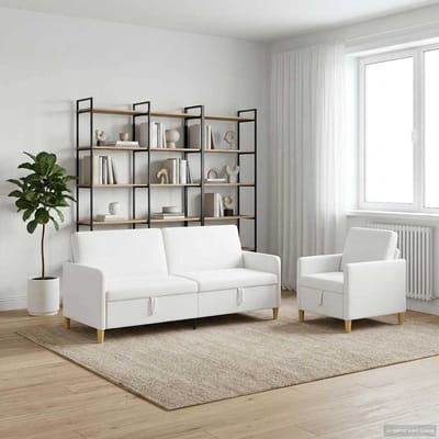 vidaXL - Sofa - Set - Met - Opslag - 2 - st - Wit - Polyester