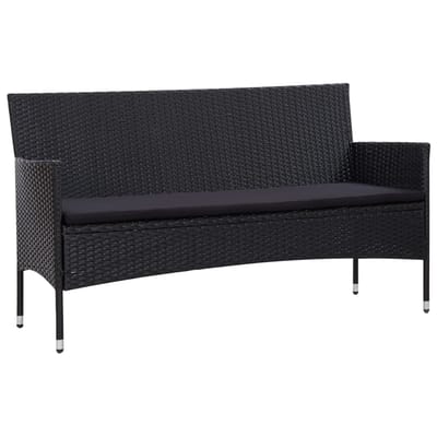 vidaXL - 5-delige - Loungeset - met - kussens - poly - rattan - zwart