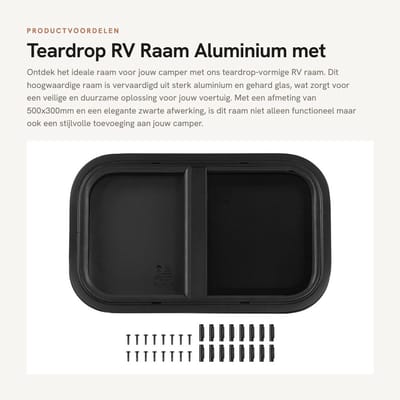 Dailygoods- RV Raam UV-bestendig - Aluminium Legering - Glazen Push-Pull Raam - Rond Hoekontwerp - 500x300mm - Versterkte Constructie - Camperraam