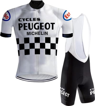 Retro Wielertenue Peugeot Wit/Zwart - REDTED - S