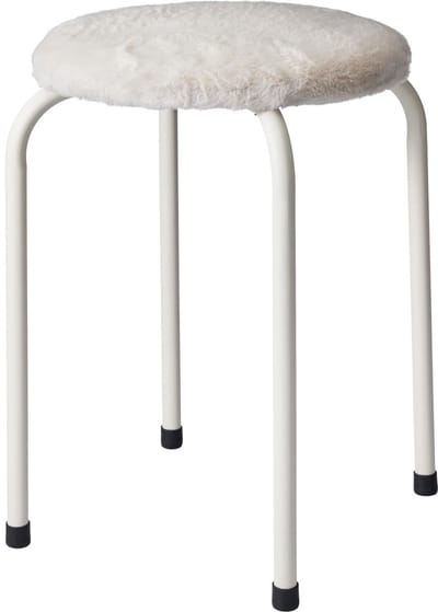 Home & Styling Bijzet krukje Furry white - metaal/stof - D40 x H48 cm - Meubels - Zitten