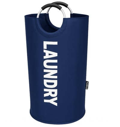 BOTC Wasmand - Waszak - Laundry basket - Wassorteerder - 38x63 cm - waszak vouwbaar - draagbaar wasbox - Donkerblauw