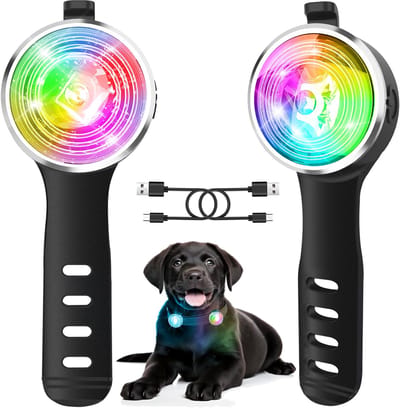 Hondenverlichting voor nachtelijke wandelingen, 8 modi, verbeterd, oplaadbaar, hondenhalsband voor nachtclip, IP66 waterdicht, siliconen band, veiligheidslicht, 1 stuks