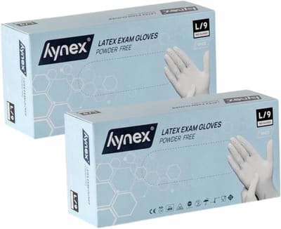 Hynex Latex Wegwerphandschoenen – Poedervrij - 5 gram – Wit – Maat L – Set van 2 (2x100 stuks) – Comfort & Bescherming
