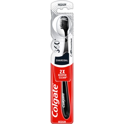 Colgate 360 Houtskool Doordrenkt Tandenborstel Medium 1 st