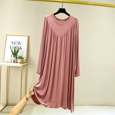 Chemises de nuit décontractées en coton modal grande taille pour femmes, chemise de nuit ample à manches longues, robe d'intérieur pour femme, printemps, automne XL