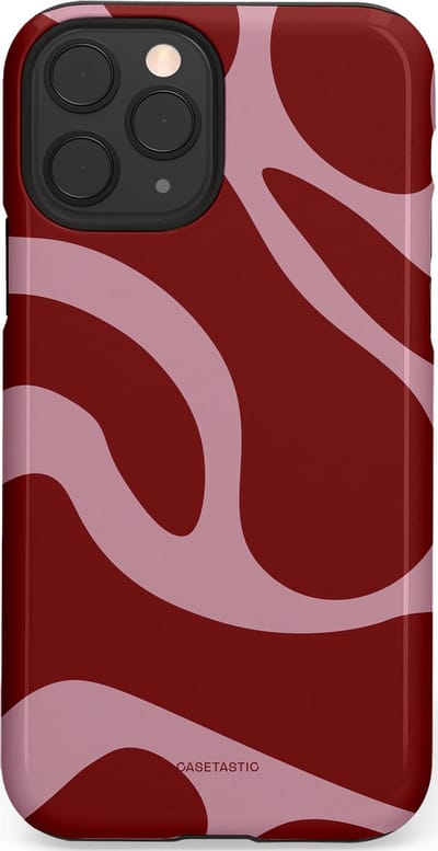 Casetastic hoesje geschikt voor Apple iPhone 11 Pro - Dubbellaagse bescherming - Roze Rode Framboos Blobs - Fashion Case - Bordeaux Lila