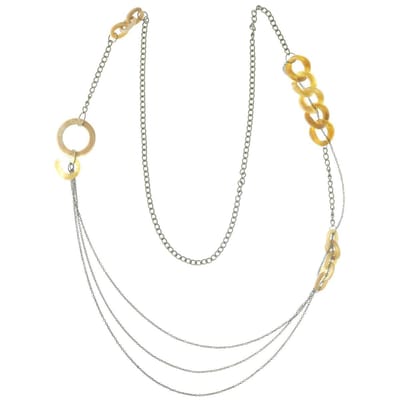 Behave - Lange ketting goudkleur met schakels - Artistieke asymmetrische look