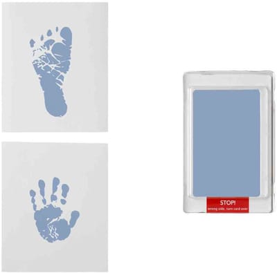 Happy Hands Inkless Baby Hand- & Voetafdruk Set - Blauw – Zonder Inkt | No-Touch, No-Mess | Inclusief 3 Kaartjes (12×10 cm) – Veilige & Schone Baby Afdruk Kit – Perfect Kraamcadeau