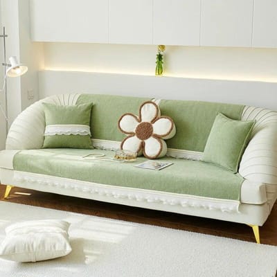Chenille Kant Licht Luxe Bankovertrek Anti-kattenkrab Solide Kleur Antislip Bankkussenovertrek Vier Seizoenen Universele Bankmat 70x70cm 1pcs