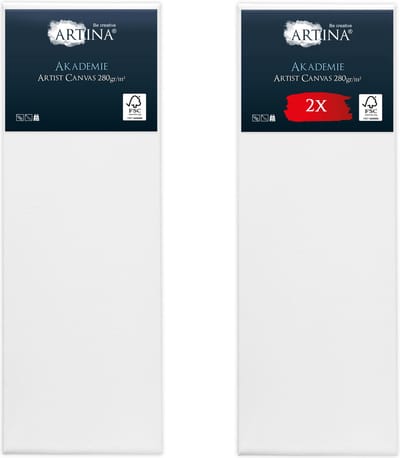 Artina Akademie – Set van 2 Schilderdoeken Canvas 50x150 cm – Spieraam van FSC® Hout – Wit Canvas 100% Katoen – 280 g/m146