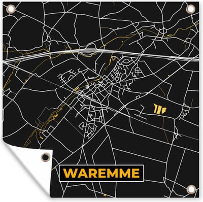 Tuin poster Plattegrond - Waremme - Goud - Kaart - Stadskaart - 200x200 cm - Tuindoek