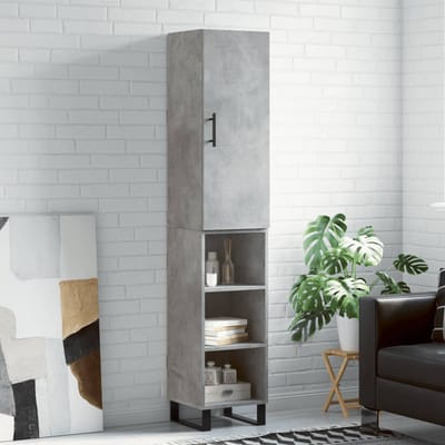 vidaXL - Hoge - kast - 34,5x34x180 - cm - bewerkt - hout - betongrijs