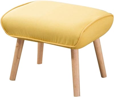 Kleine Stoffen Kruk - Houten Opstapkruk - Schoenen Wisselen - Ademend Linnen - 50x39x39cm - Geel