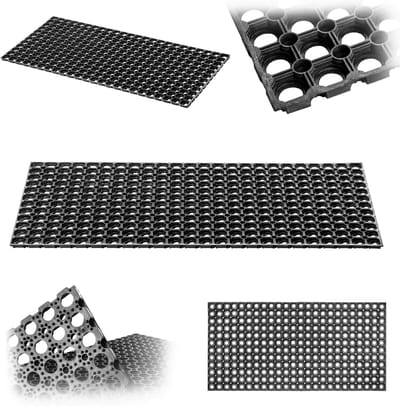 KADAX Deurmat met gatenpatroon, antislip rubberen ringmat voor buiten, rubberen mat van rubber voor de entree (patroon 2, 50 x 100 cm)