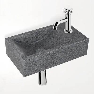 Fonteinset JÃ¶rgen L'aqua Graniet (40x23x11 cm) met Zilveren kruiskopkraan en sifon