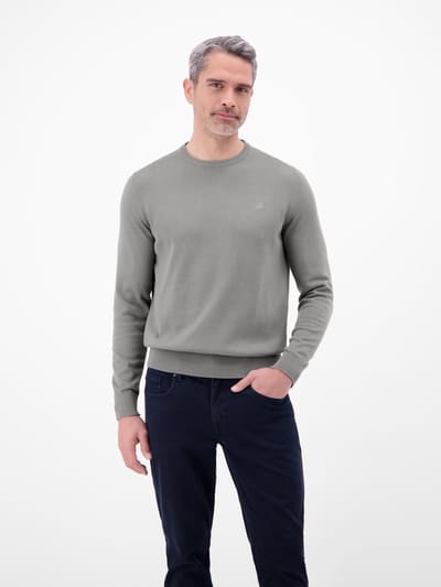 LERROS Gebreide herentrui van katoen met ronde hals , Maat: XXL , Kleur: BASALT GREY , 100% katoen
