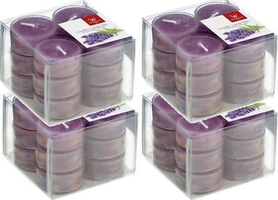 Trend Candles geurtheelichtjes/waxinelichtjes - 48x - lavendel geur - 4 branduren -transparante cup