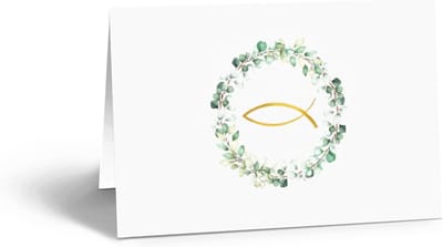 Tafelkaarten Set - Naamkaartjes Gasten - Feestelijke Decoratie - Eucalyptus Vis Motief - 25 Stuks - Groen Goud