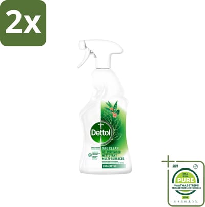 Dettol Tru Clean - Allesreiniger - Spray - Eucalyptus - Multi-Oppervlakken - 500ml - Voordeelverpakking - 2 stuks - Allesreiniger - Schoonmaakspray