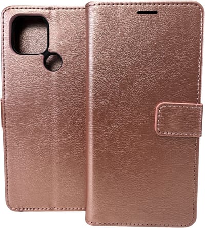 Bookcase Geschikt voor: Oppo A15 - Rosé Goud - portemonnee hoesje