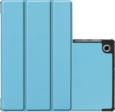Hoes - Geschikt voor Lenovo Tab M10 FHD Plus (2e / 2nd Generatie) - Dun & Stevig - Trifold Bookcase - Hard Cover - Hardcover Book Case - Tablet Hoesje - Lichtblauw