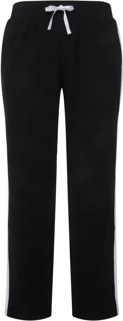 Ulla Popken - Dames - Joggingbroek elastische tailleband zijstrepen - Zwart - Maat 42+