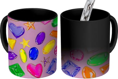 Magische Mok - Foto op Warmte Mokken - Koffiemok - Edelstenen - Vormen - Hartje - Kleurrijk - Magic Mok - Beker - 350 ML - Theemok