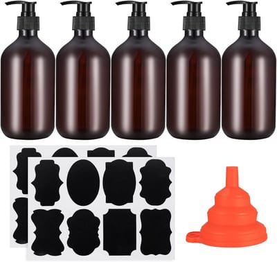 Famanu – Navulbare pompflessen 500 ml voor shampoo en zeep – Set van 5 – Keuken en badkamer