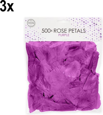 3x 500x Rozenblaadjes Paars - Feest Thema Bruiloft Rozen