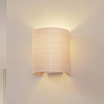 Lindby - Wandlamp - 1licht - PVC, textiel, kunststof - H: 20 cm - E27 - beige