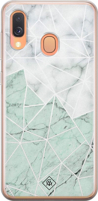 Casimoda® hoesje - Geschikt voor Samsung A40 - Marmer Mint Mix - Backcover - Siliconen/TPU - Mint
