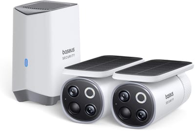 Baseus Beveiligingscamera Draadloos Buiten set S1 pro – Draadloos Buiten Camera – Slimme beveiliging – Meedraaiende Zonnepaneel – Buiten – 3K Camera – 2 camera’s – WIFI - Inclusief Homestation – Waterdicht - Weerbestendig – Nachtzicht - Wit