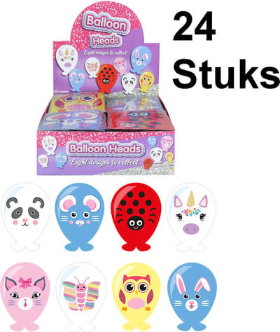 24 STUKS - MIX Dieren Meiden Ballon Hoofden - Maak je eigen Dieren Ballon Hoofd - Uitdeelcadeautjes - Traktatie voor Meisjes