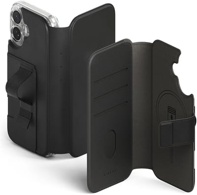 Ringke Folio Grip Wallet Magnetic - Hoesje Geschikt voor Apple iPhone 17 - Magnetische Pasjeshouder Book Case Zwart