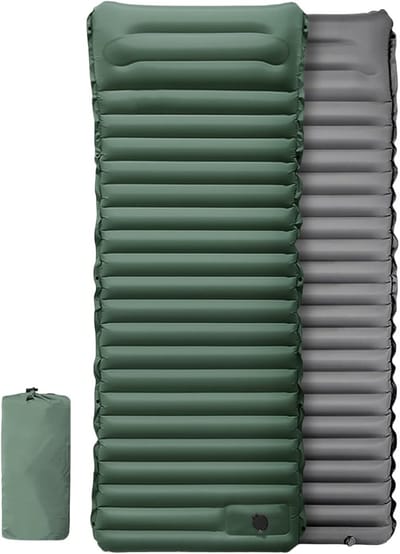 Slaapmat - Slaapmat Zelfopblazend - Opblaasbare Campingmat Met Kussen - Opvouwbaar Slaapmatje - Opblaasbaar Met De Voeten - Ultralicht Campingmatras - Draagbaar Luchtmatras Voor Kamperen, Wandelen, Reizen (Groen)