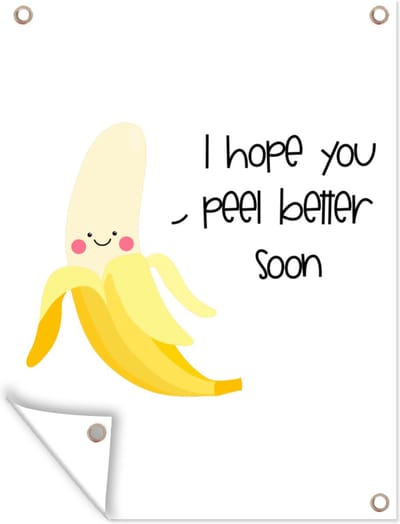 Muurdecoratie buiten Sterkte - Quotes - Fruit - Bananen - 120x160 cm - Tuindoek