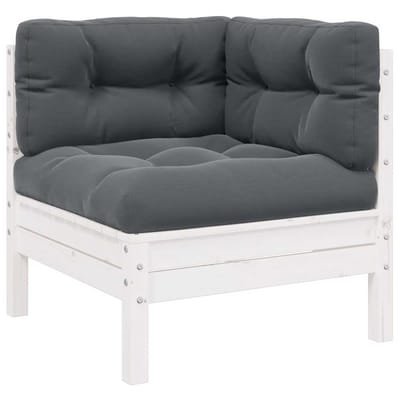 vidaXL - 3-delige - Loungeset - met - kussens - massief - grenenhout - wit