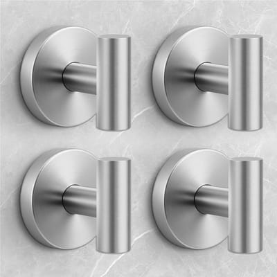4 stuks - Haak - Towel Hooks - Perforated - Stainless Steel - Suitable for Bathrooms, Kitchens, and Doors - Boren niet nodig - zilver