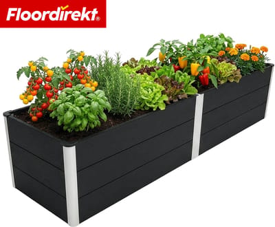 Floordirekt WPC-Hoogbed Paros - Antraciet - 200 x 50 x 45 cm - Weerbestendig & Duurzaam - Voor Tuin & Terras - Verschillende Maten - Ideaal voor Groenten, Kruiden & Bloemen